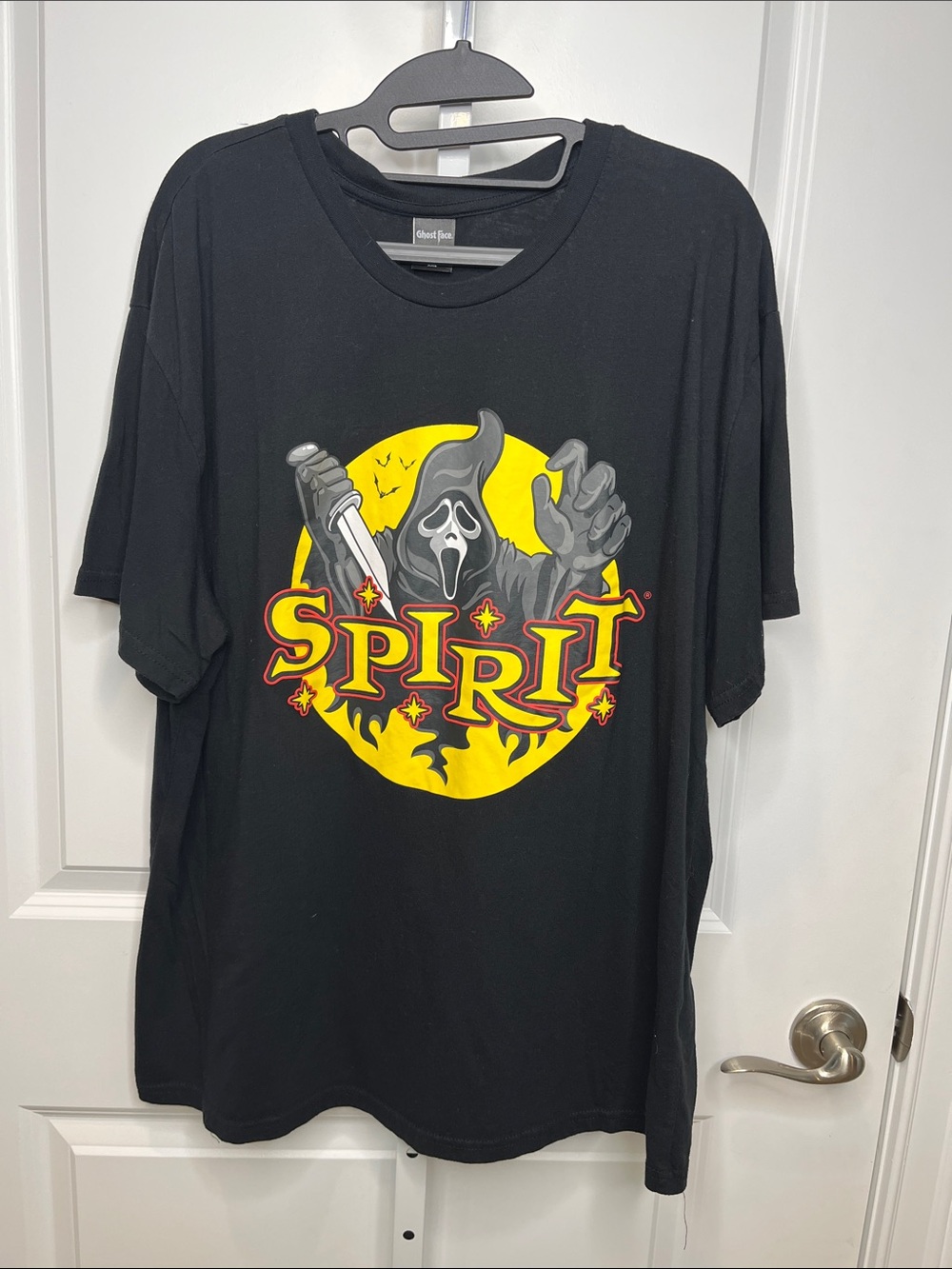 Spirit Black Ghost Face Tee with Yellow Moon Halloween Unisex Men’s XXL